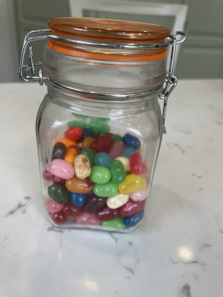 Cute little jar of colorful jelly bellies