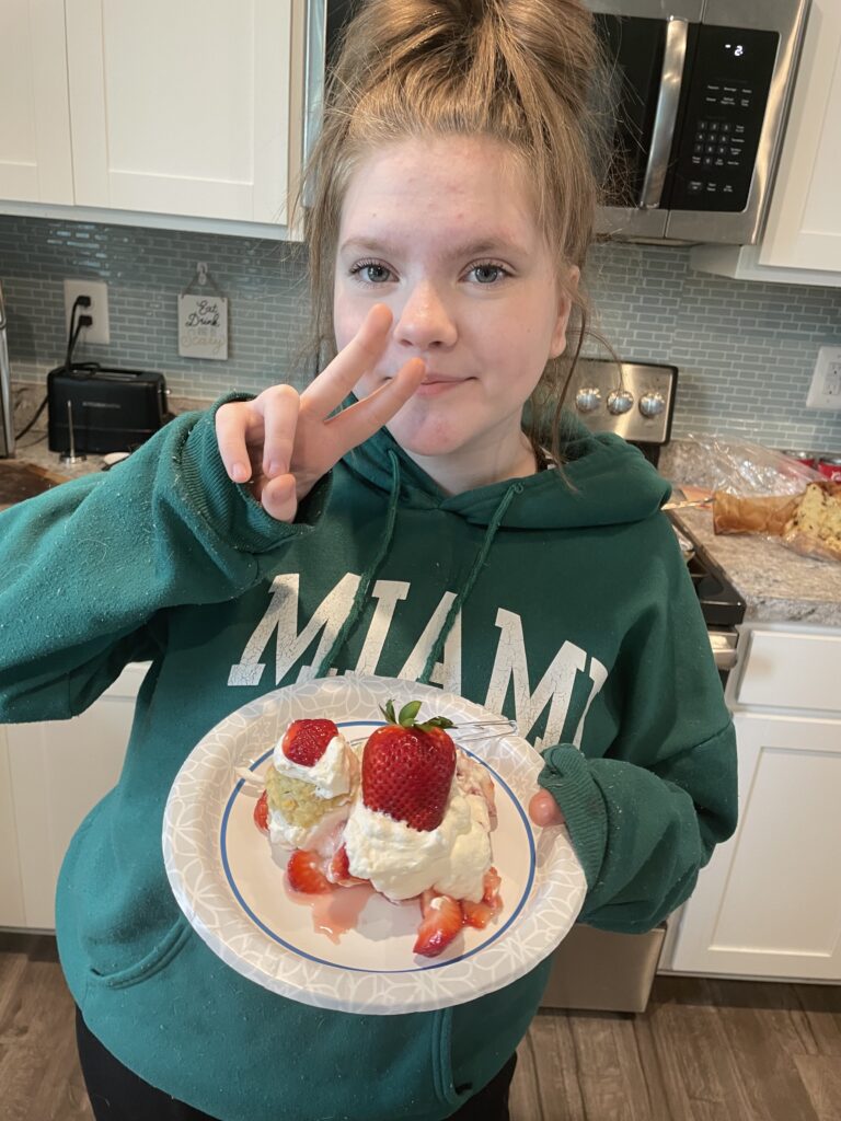 Skylynn with strawberry shortcake