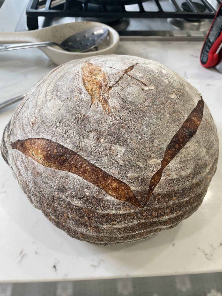 Crusty sourdough bread from Magpies restaurant