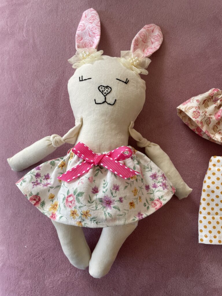 crafted bunny with 3 piece wardrobe