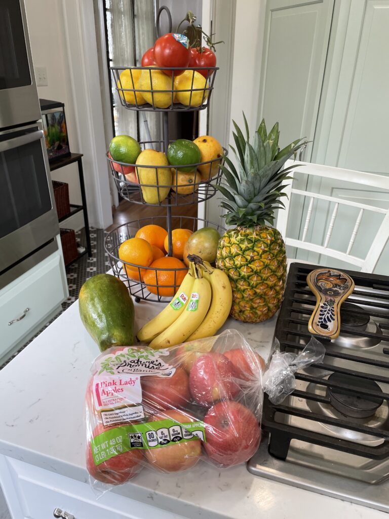 Fresh fruit on tiered fruit stand