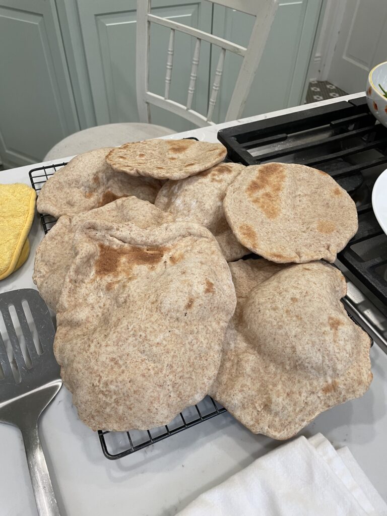 Homemade whole wheat pita