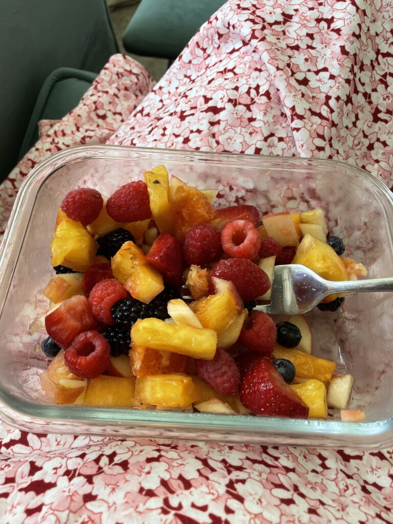 prepped mixed fruit salad